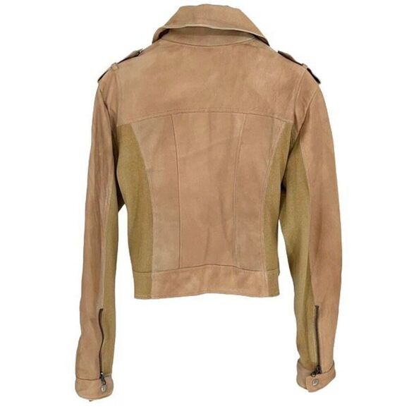 Jakett JKT NYC Womens Piper Patina Leather Jacket, Au Lait Full Zip Motorcycle B - Picture 5 of 11